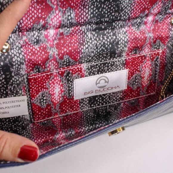 Big Buddha Envelope Clutch Blue Removeable Chain Shoulder Strap Embossed… - Picture 4 of 5